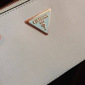 Guess Blue Textured Clutch with Gold Detail